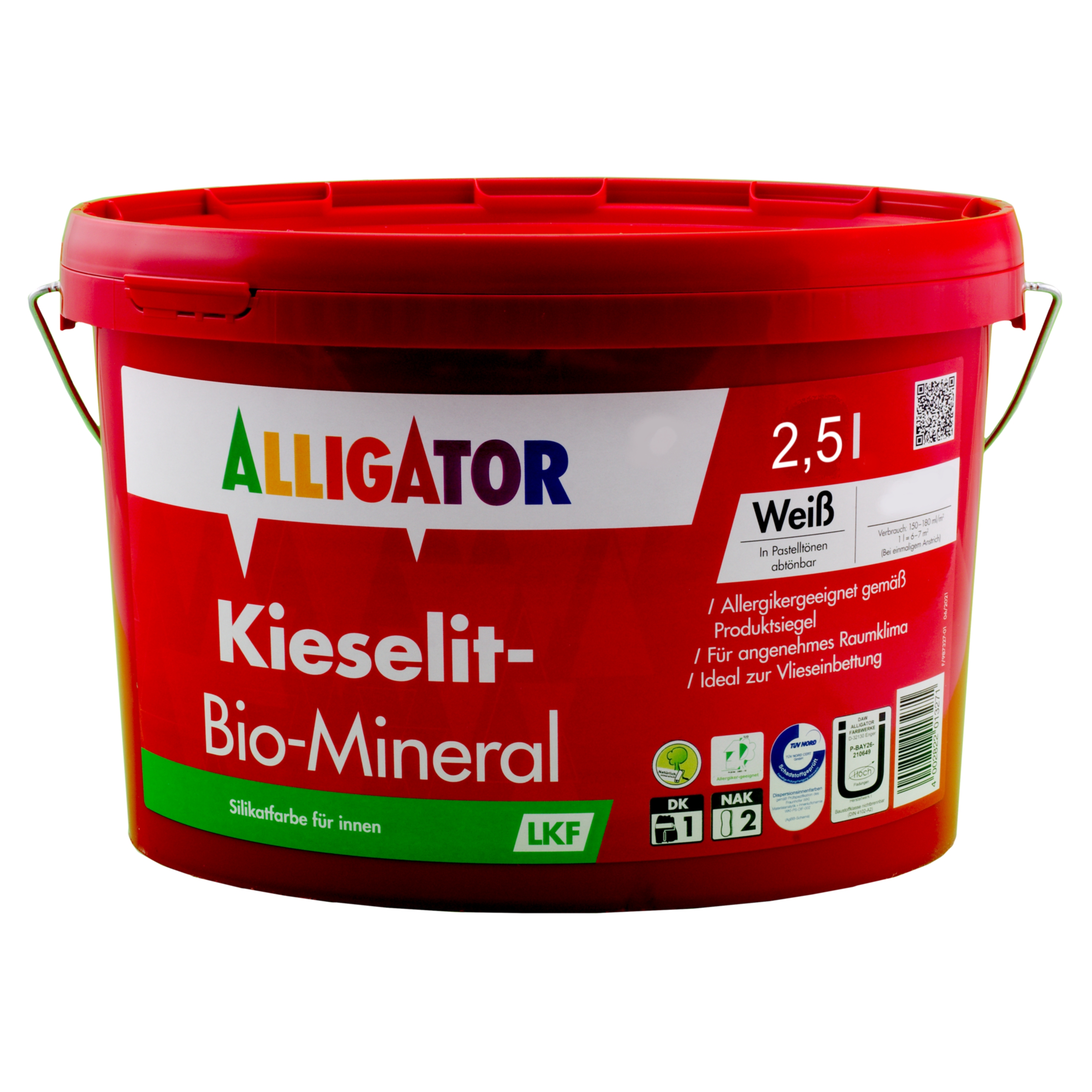 Vorderseite Alligator Kieselit-Bio-Mineral LKF 2,5 ltr. weiß silikat