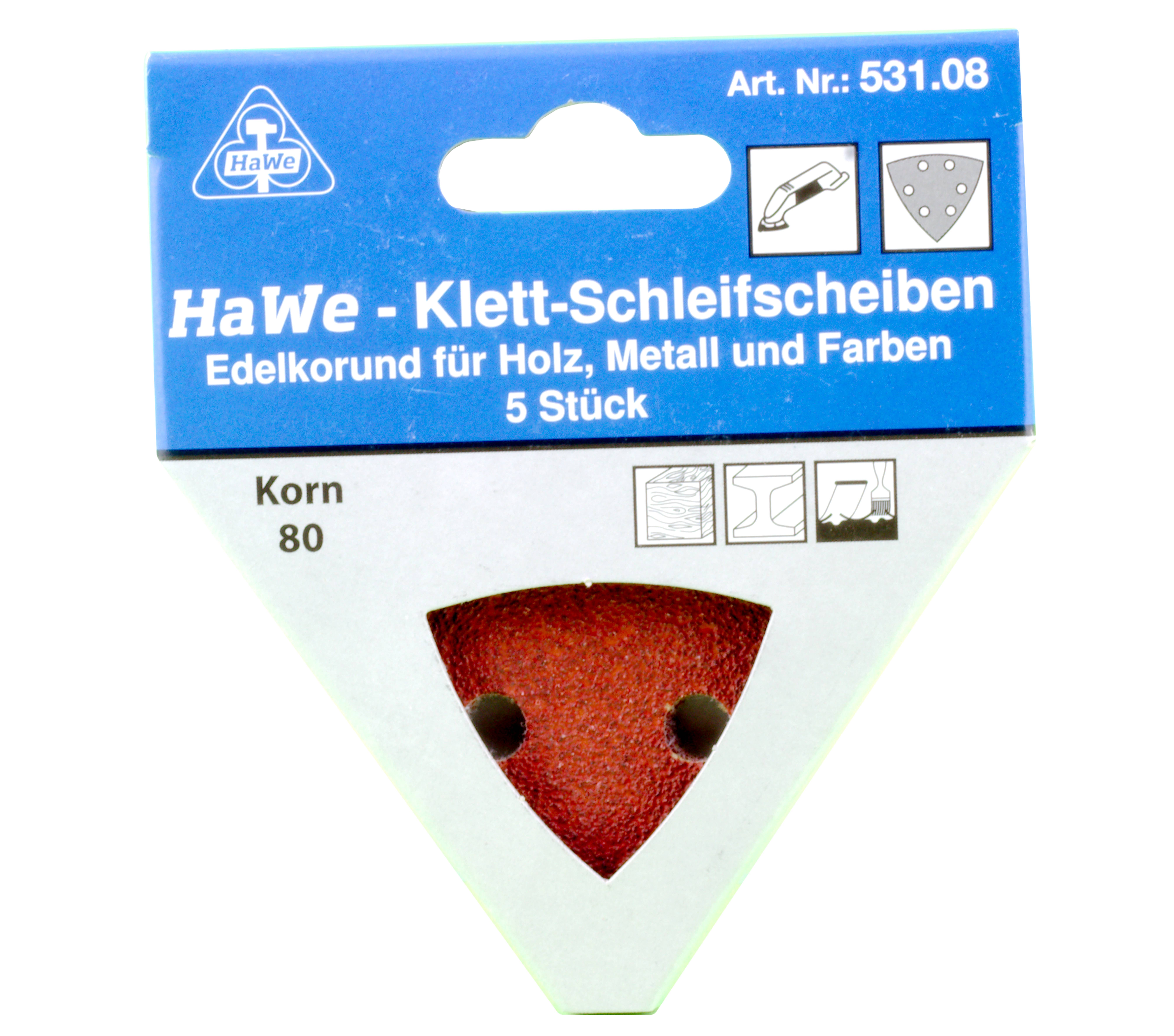 Klett-Schleifblätter  3-Eck   K   60   6 Löcher  5 St.-SB